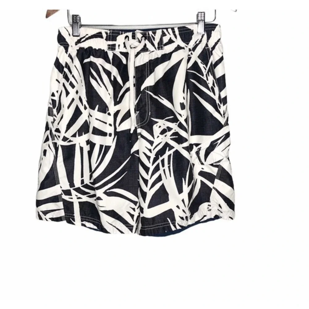 Speedo mens black palm print leaf swim trunks